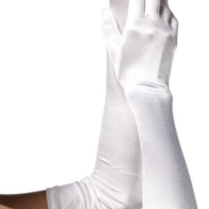 Guantes extralargos blancos en satín / Talla Unica