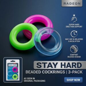 Anillos luminosos para el pene Stay Hard, paquete de 3 unidades.